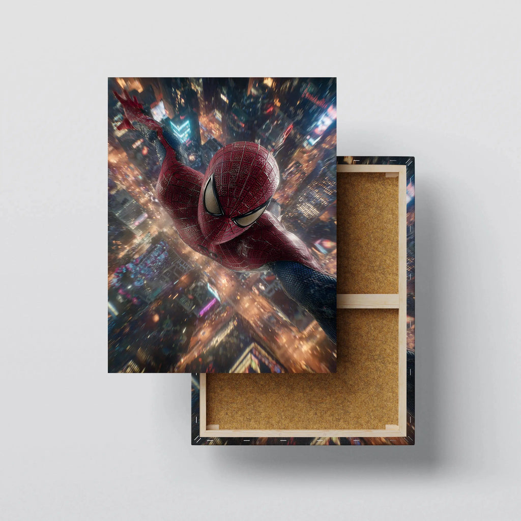 Web-Slinging Hero Wall Art canvas print, front view with gallery-wrapped edge