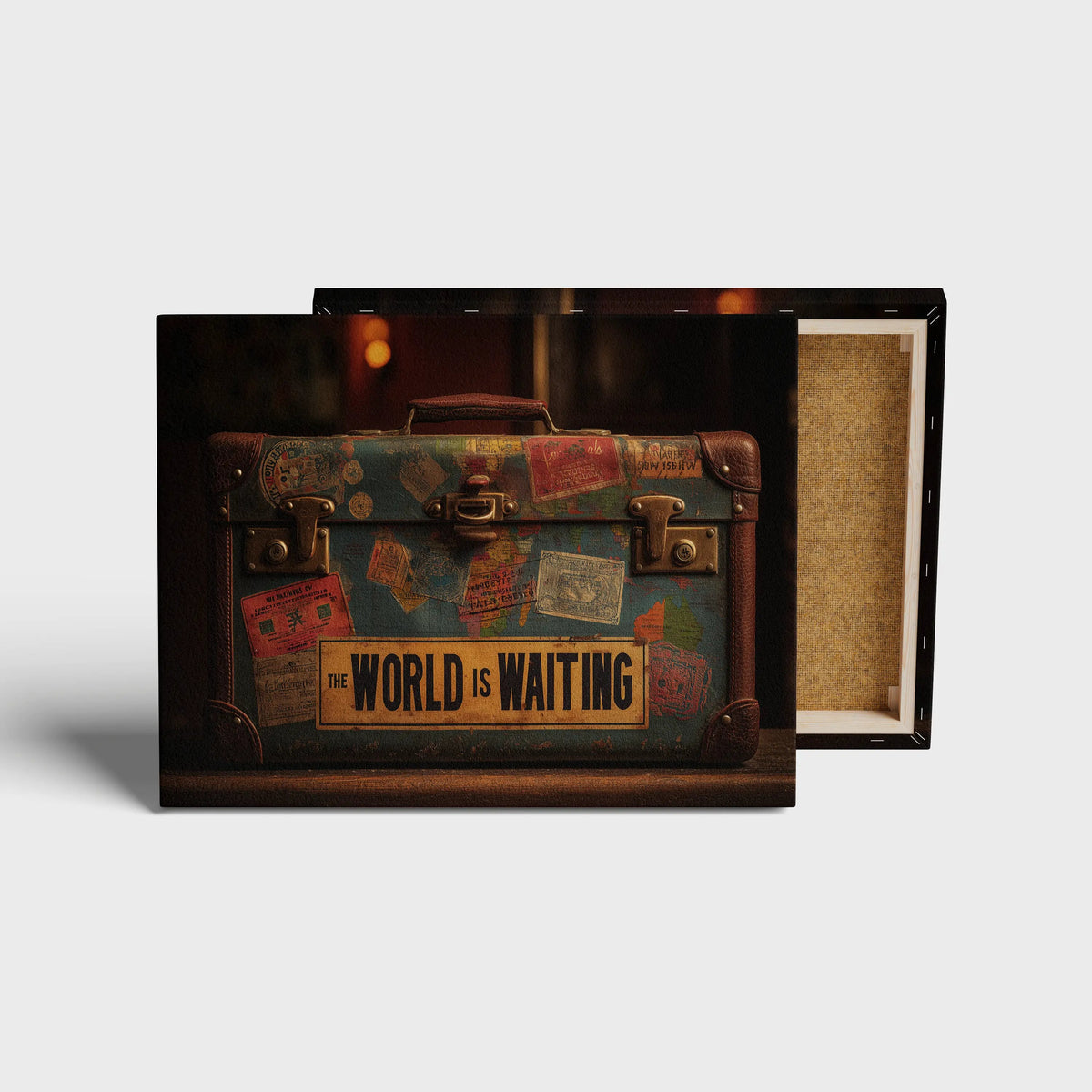 The World Is Waiting Travel Wall Art canvas print, front view with gallery-wrapped edge