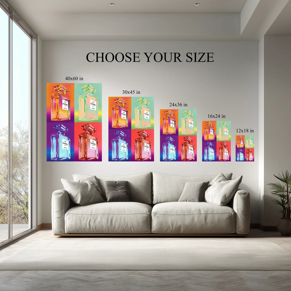 1.5 inch deep stretched canvas edge detail, Pop Art Perfume Bottle Wall Art