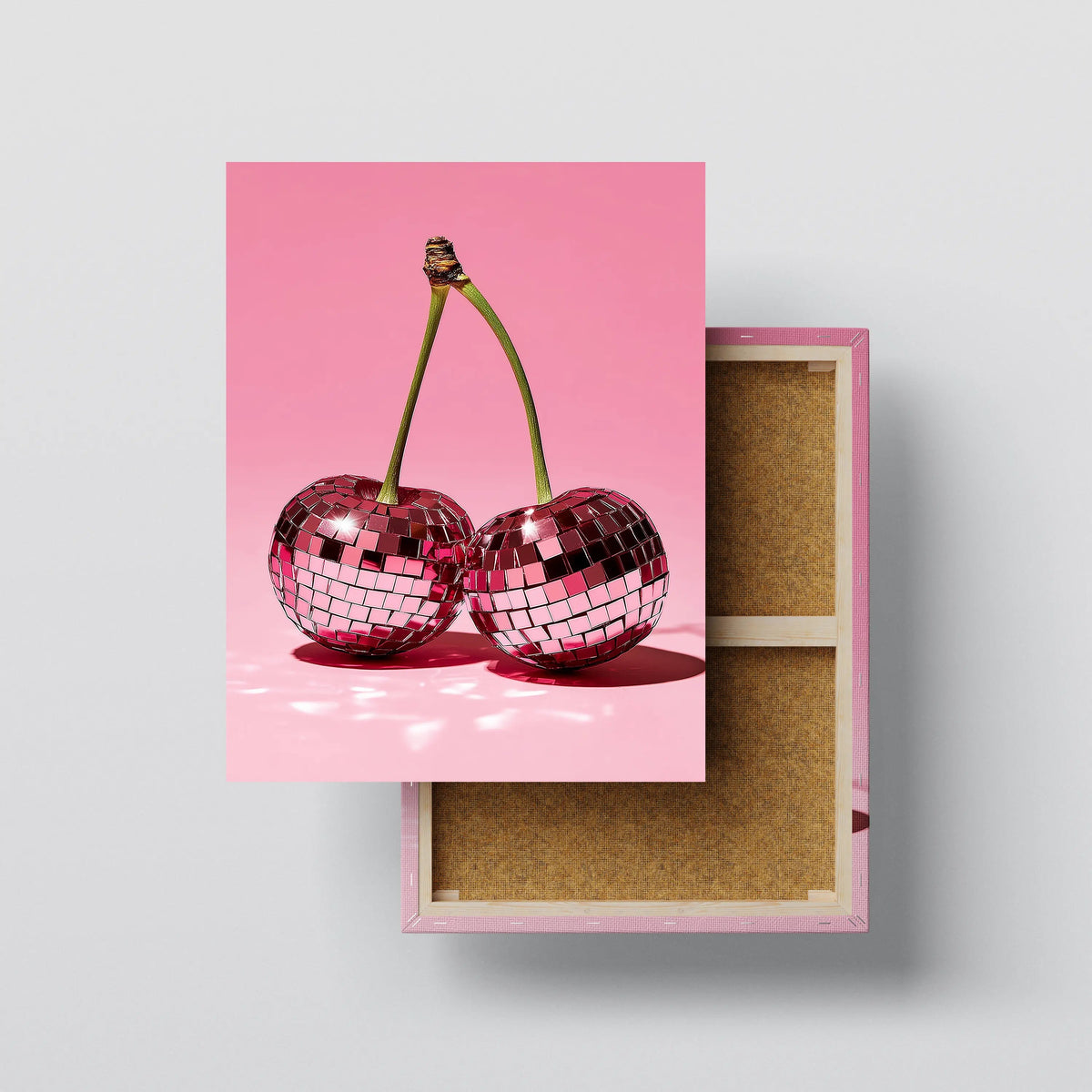 Disco Cherries canvas print, front view with gallery-wrapped edge