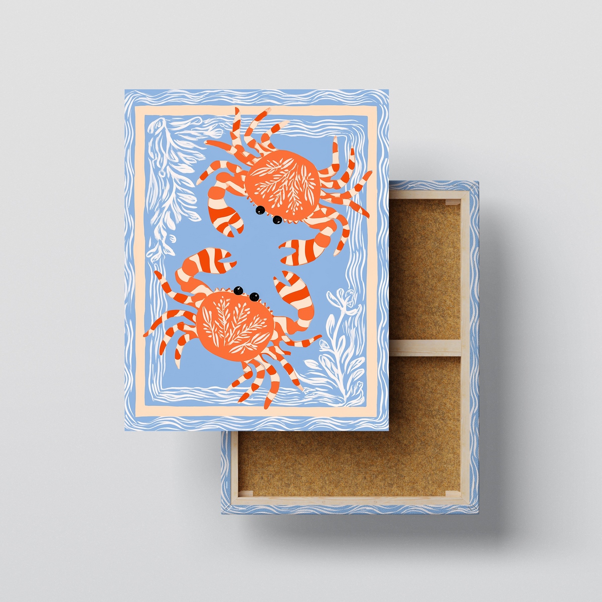 Coastal Crab Wall Art canvas print, front view with gallery-wrapped edge