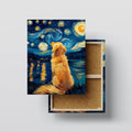 Golden Retriever Starry Night Wall Art canvas print, front view with gallery-wrapped edge
