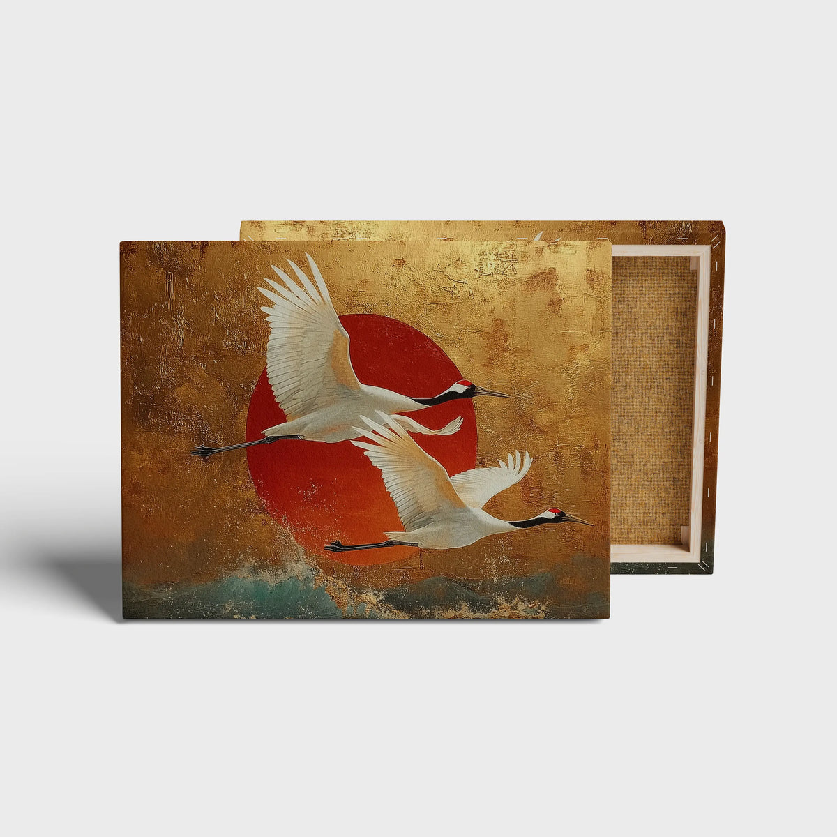 Japanese Crane Wall Art canvas print, front view with gallery-wrapped edge