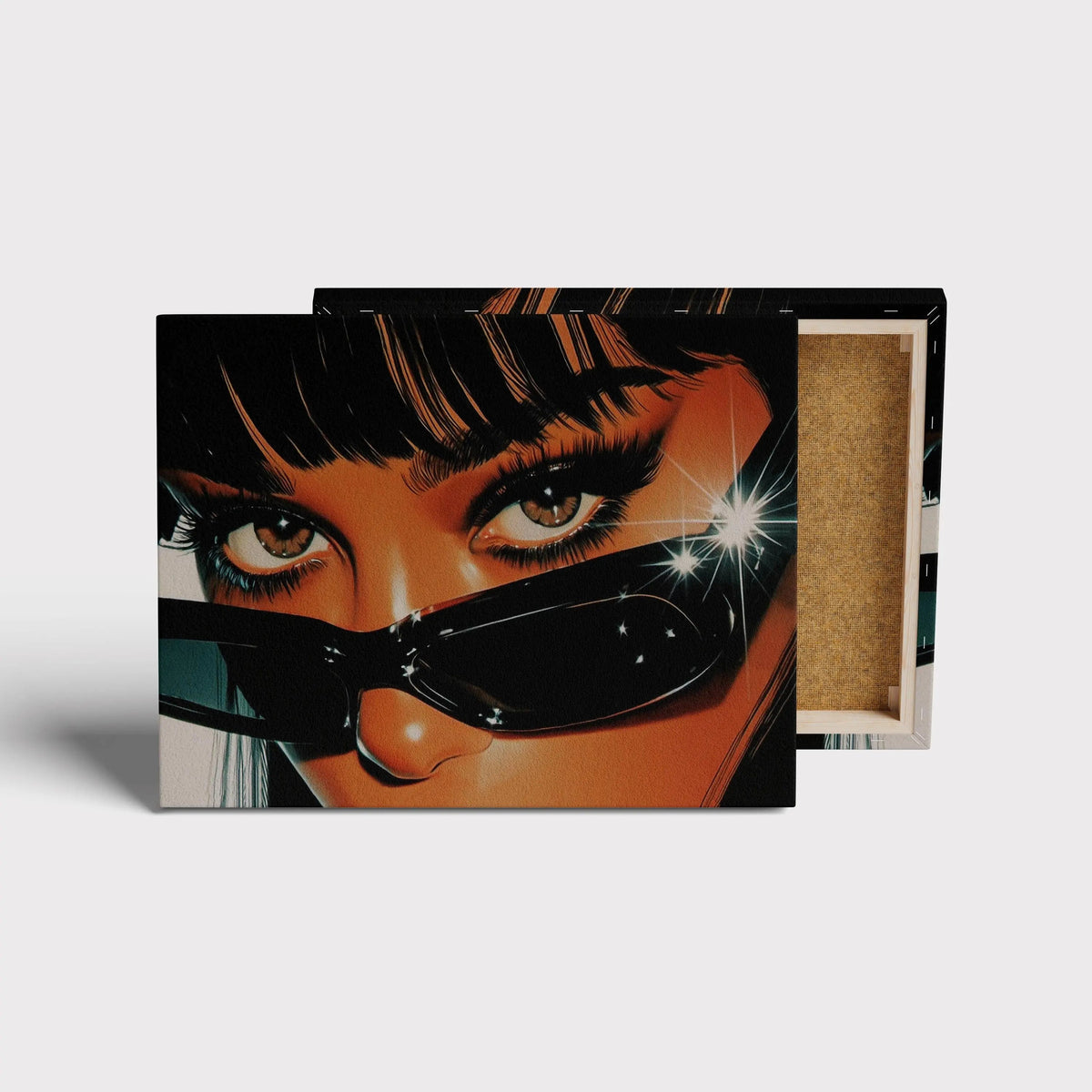 Retro Sunglasses Girl canvas print, front view with gallery-wrapped edge