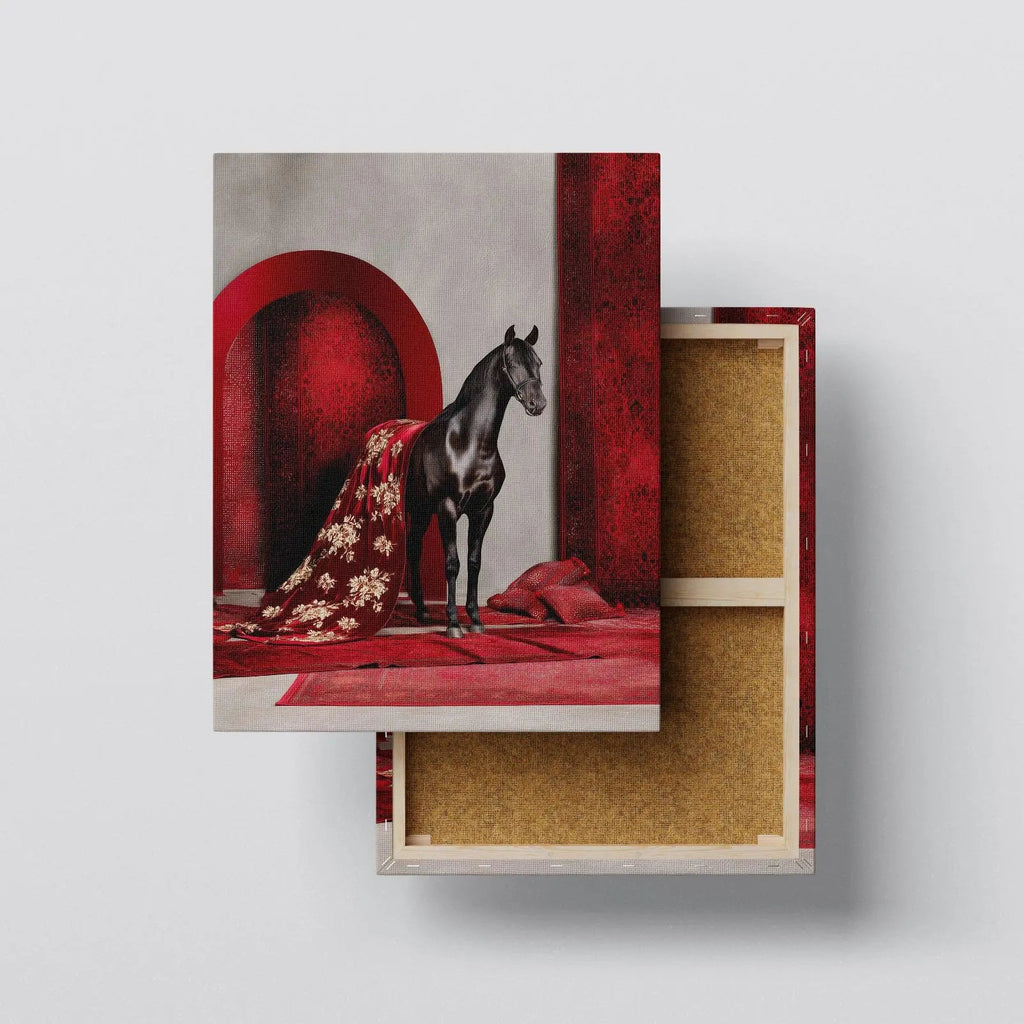 Black Arabian canvas print, front view with gallery-wrapped edge