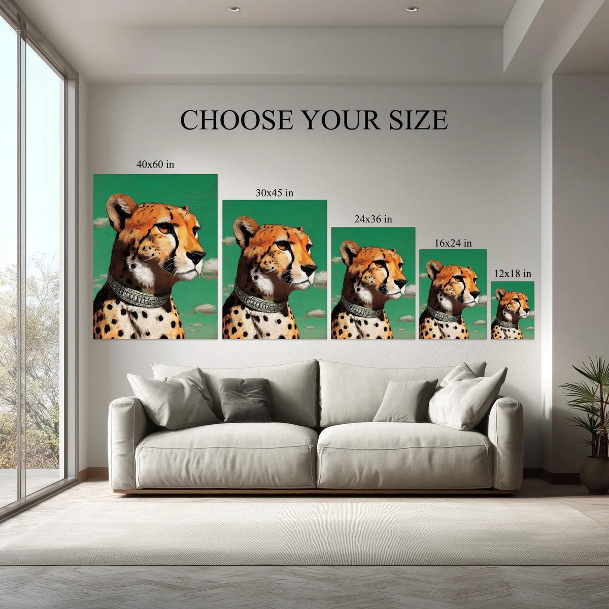 1.5 inch deep stretched canvas edge detail, Cheetah Elegance