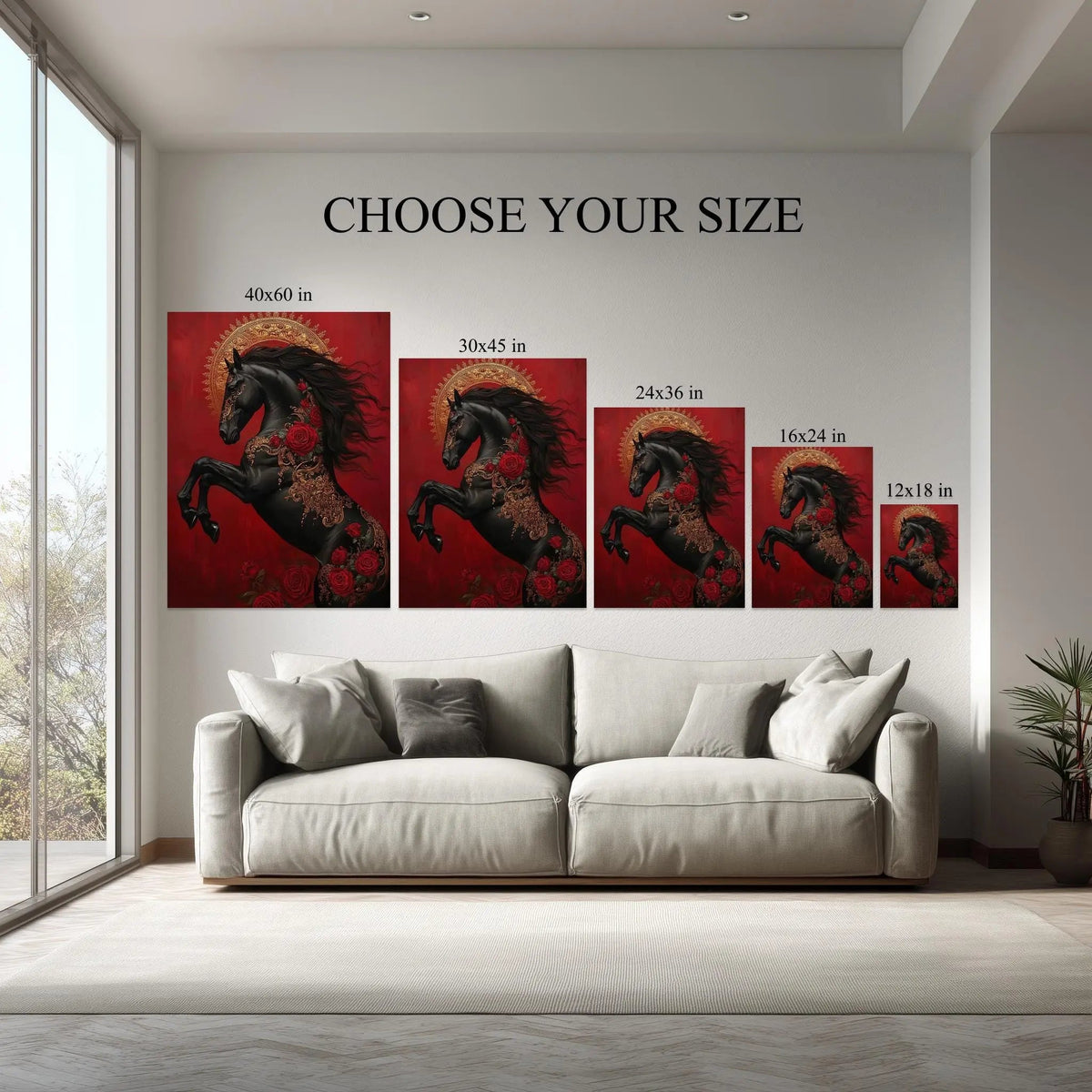 1.5 inch deep stretched canvas edge detail, Crimson Majesty