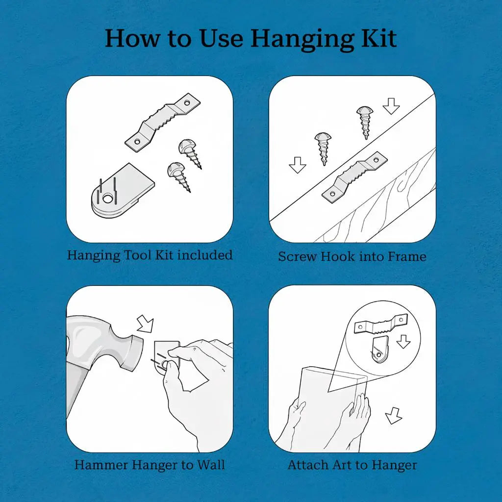 Included hanging kit instructions for Sunset Tiger canvas print