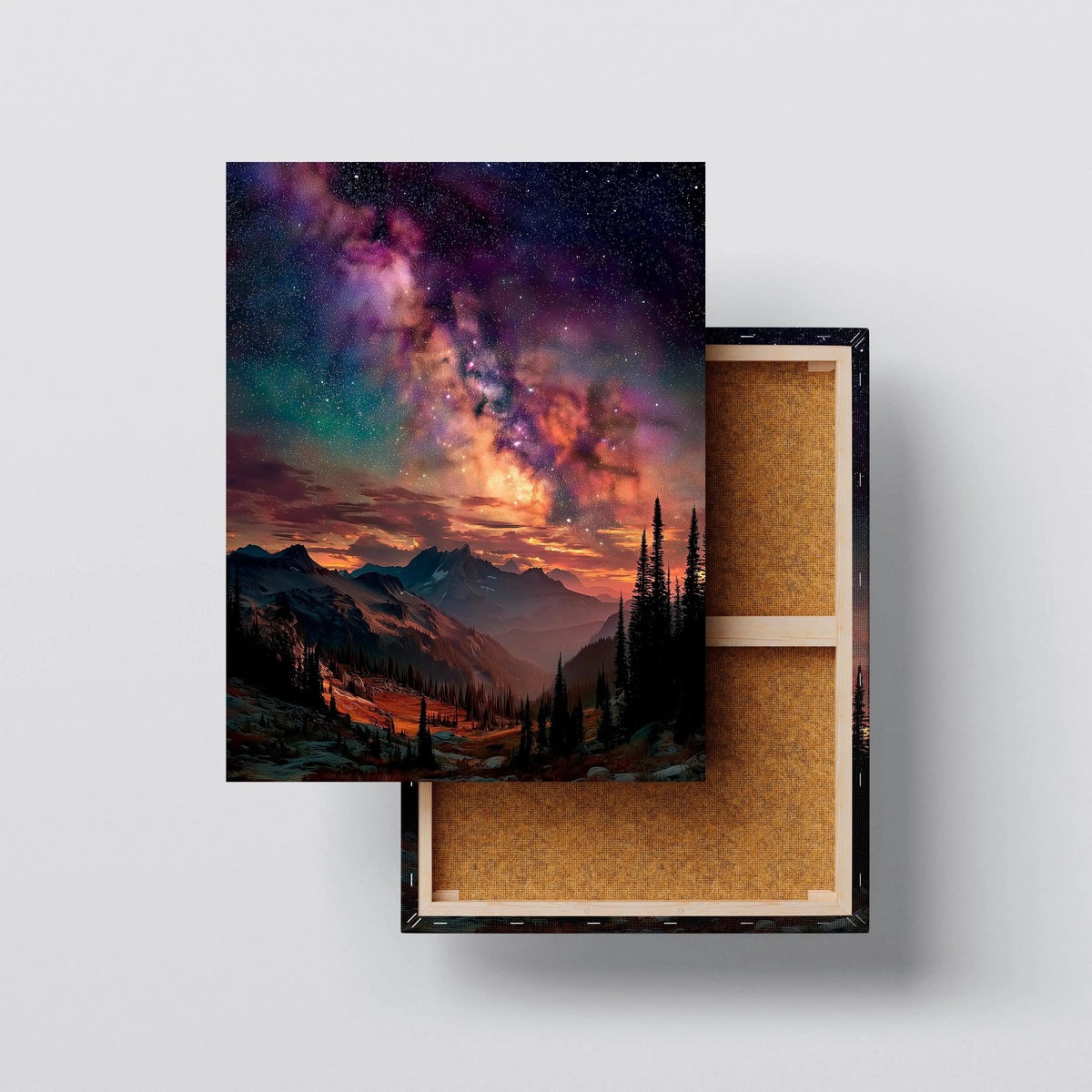 Milky Way Peaks canvas print, front view with gallery-wrapped edge