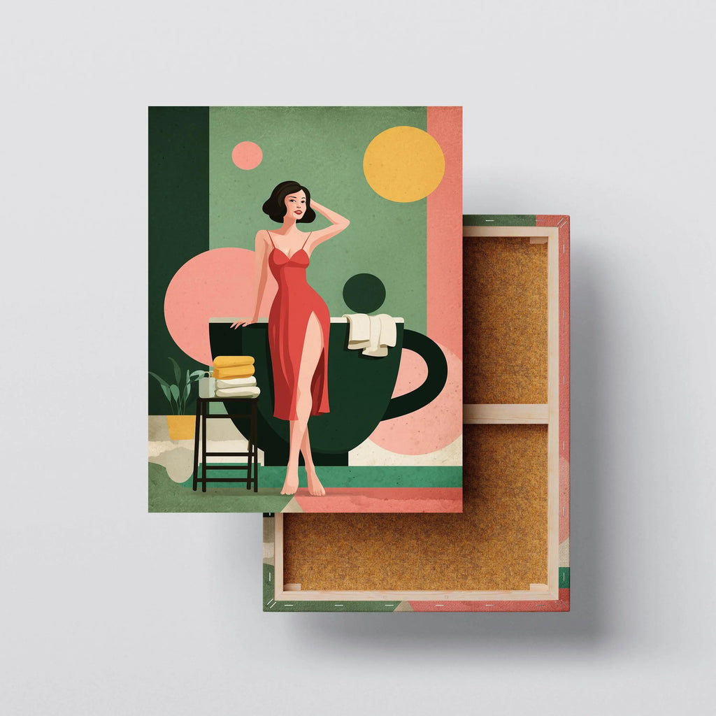 Vintage Café Muse canvas print, front view with gallery-wrapped edge