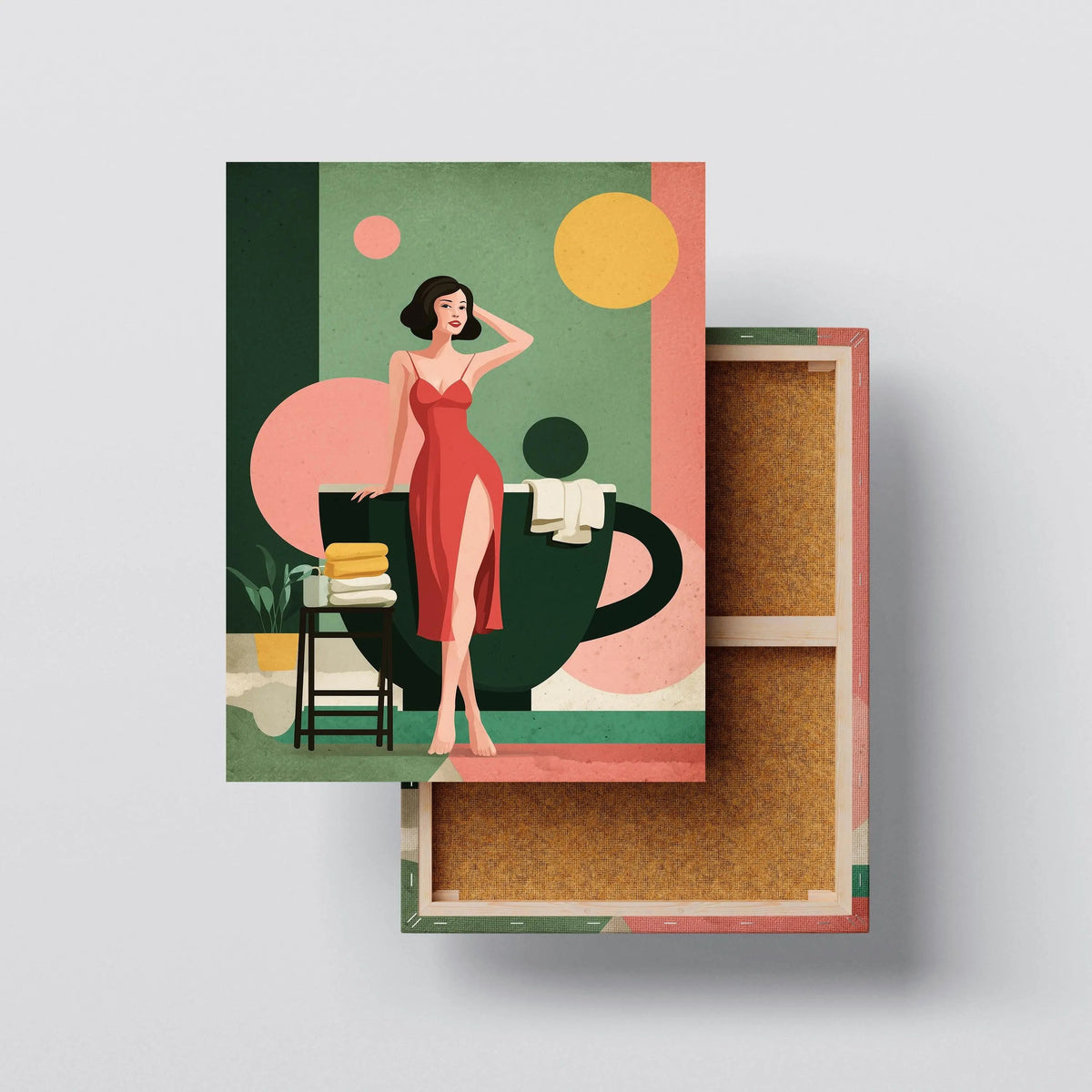 Vintage Café Muse canvas print, front view with gallery-wrapped edge