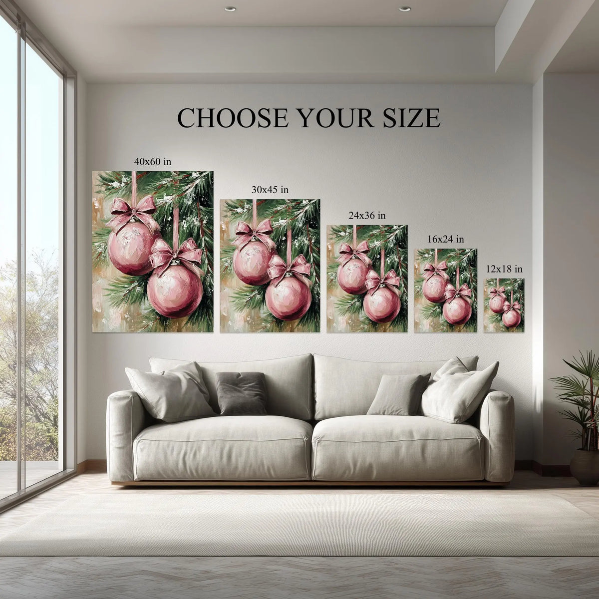 1.5 inch deep stretched canvas edge detail, Blush Ornaments