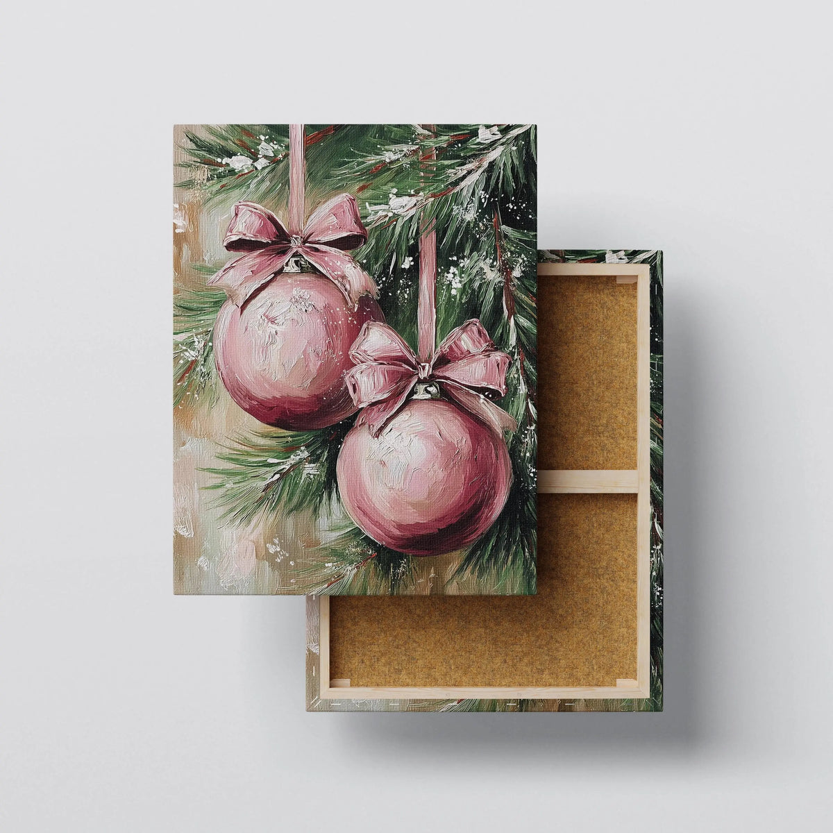 Blush Ornaments canvas print, front view with gallery-wrapped edge