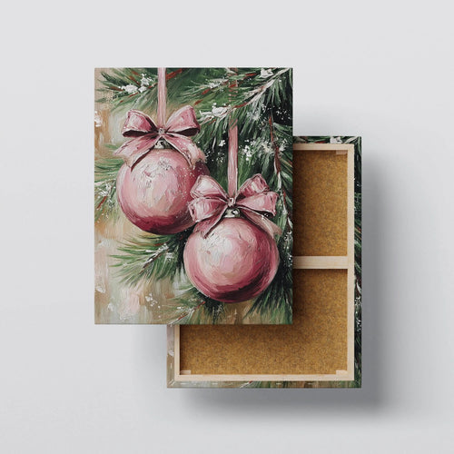 Blush Ornaments canvas print, front view with gallery-wrapped edge