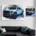 Custom Car Portrait from Photo canvas print, front view with gallery-wrapped edge