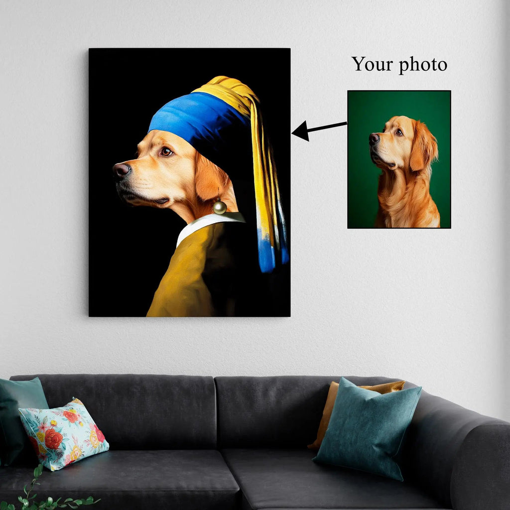 Pearl Pup canvas print, front view with gallery-wrapped edge