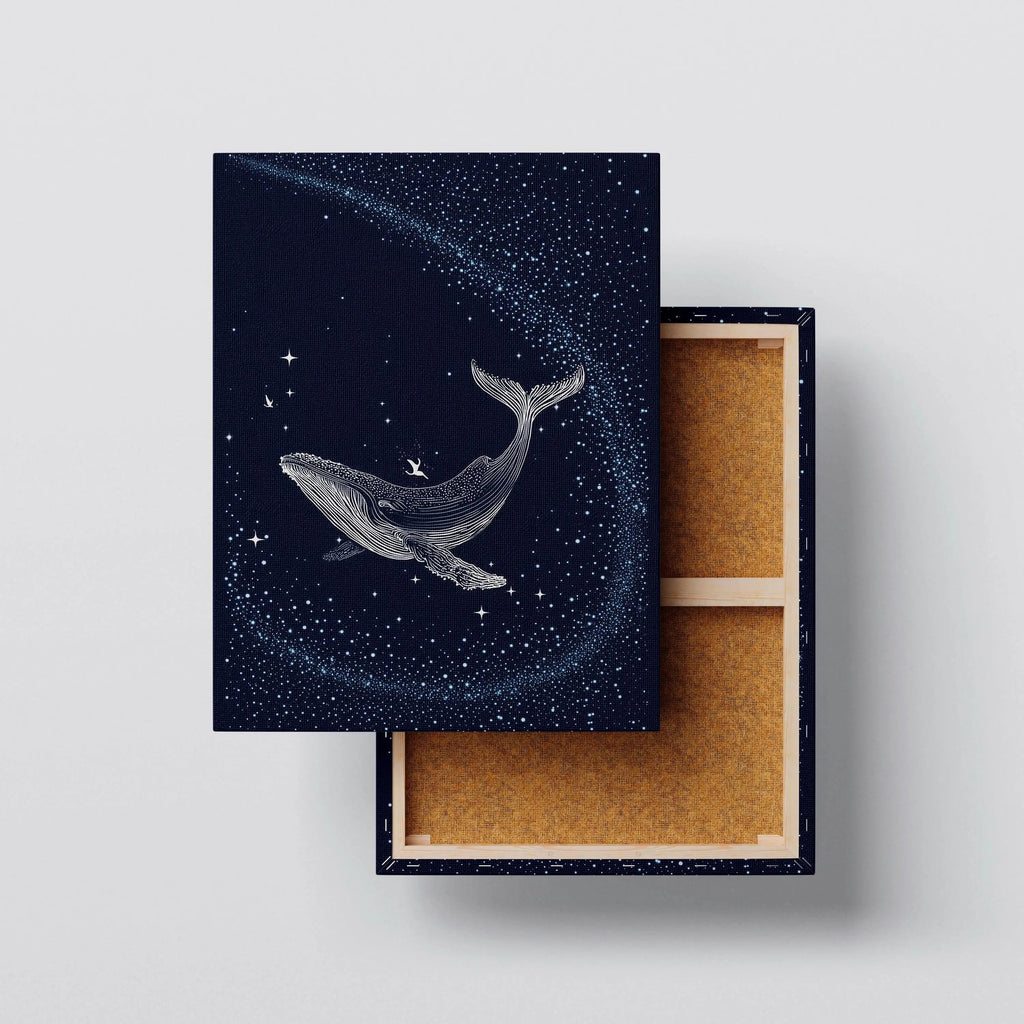Cosmic Whale canvas print, front view with gallery-wrapped edge