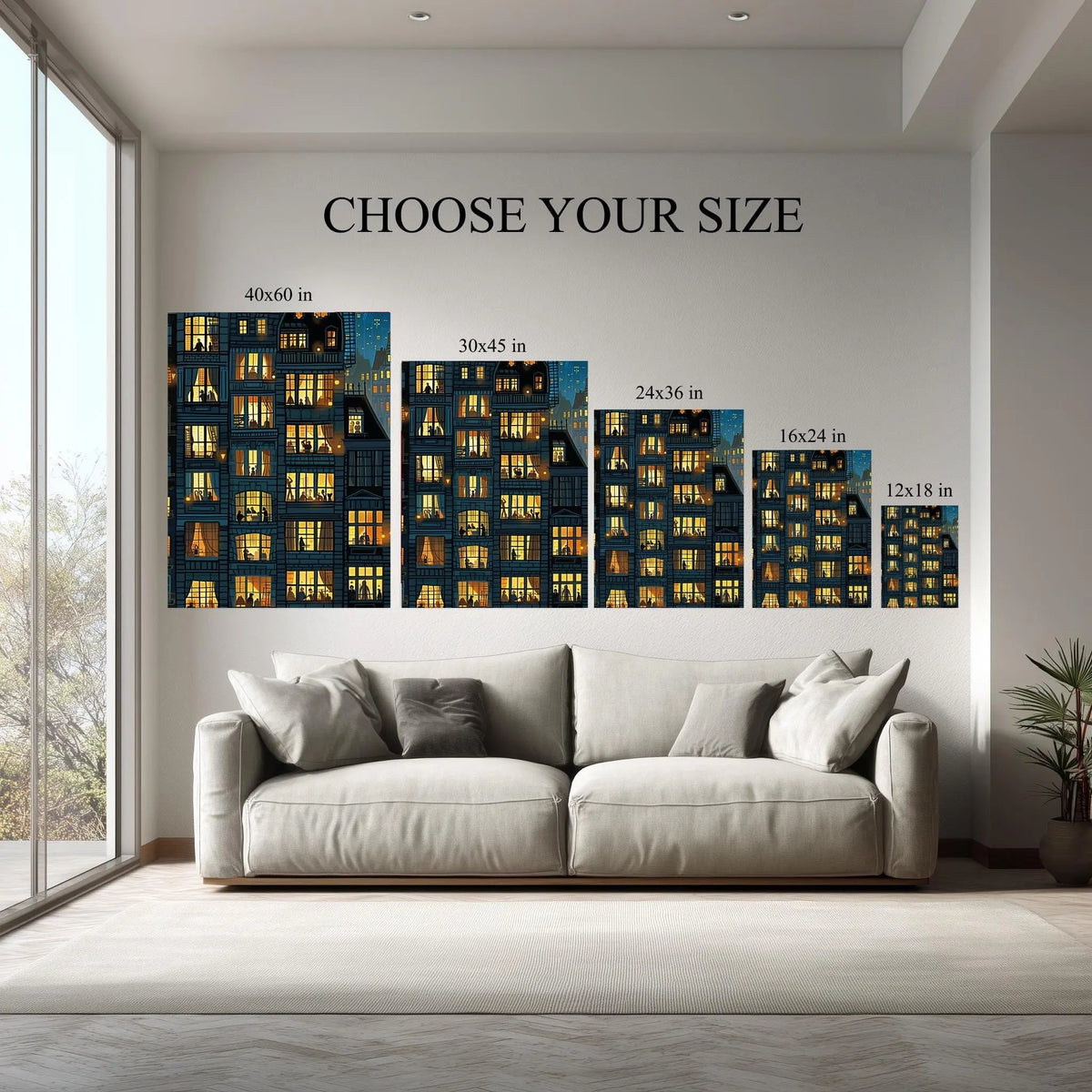 1.5 inch deep stretched canvas edge detail, City Lights Stories