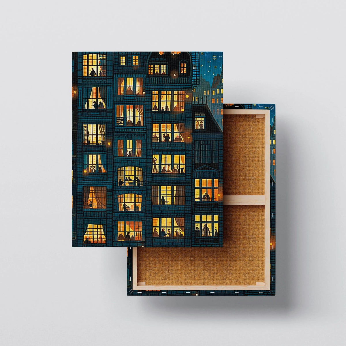 City Lights Stories canvas print, front view with gallery-wrapped edge