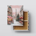 Paris Christmas Market canvas print, front view with gallery-wrapped edge