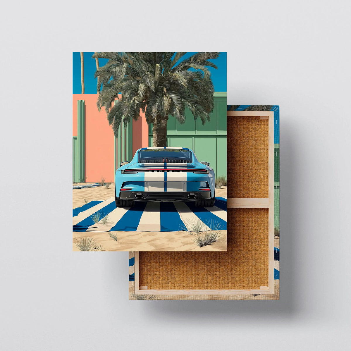 Palm Drive canvas print, front view with gallery-wrapped edge