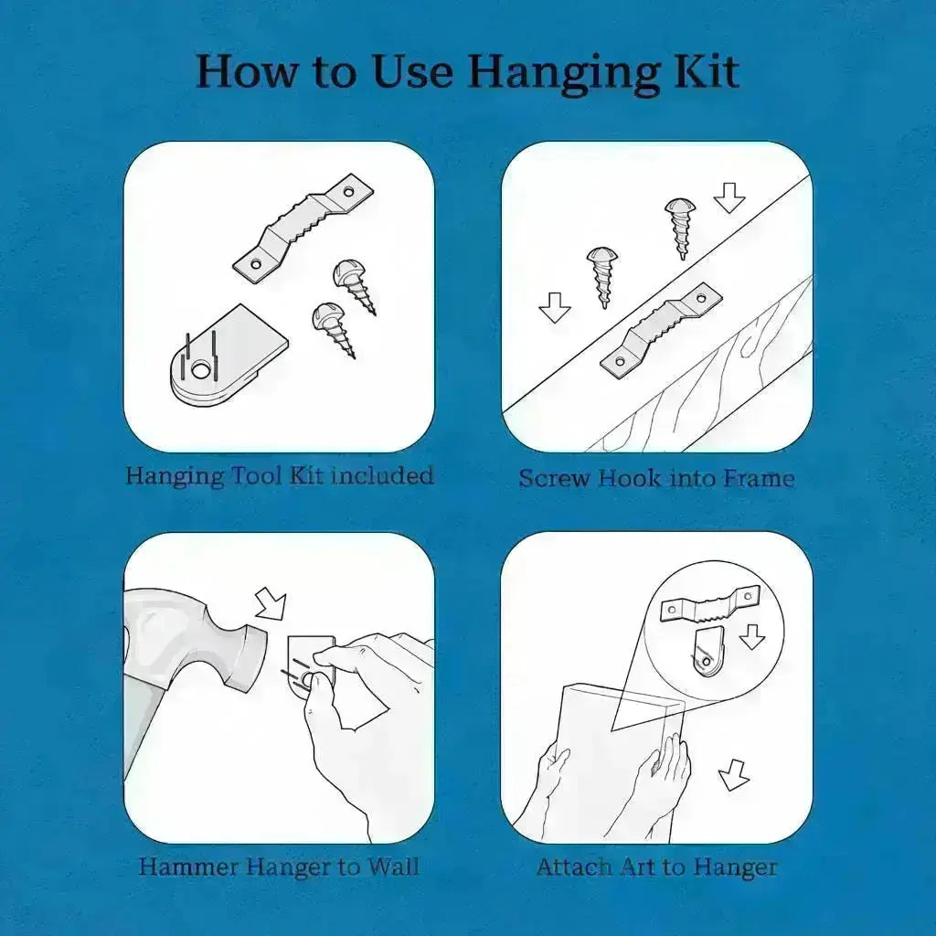 Included hanging kit instructions for Racing Car Wall Art canvas print