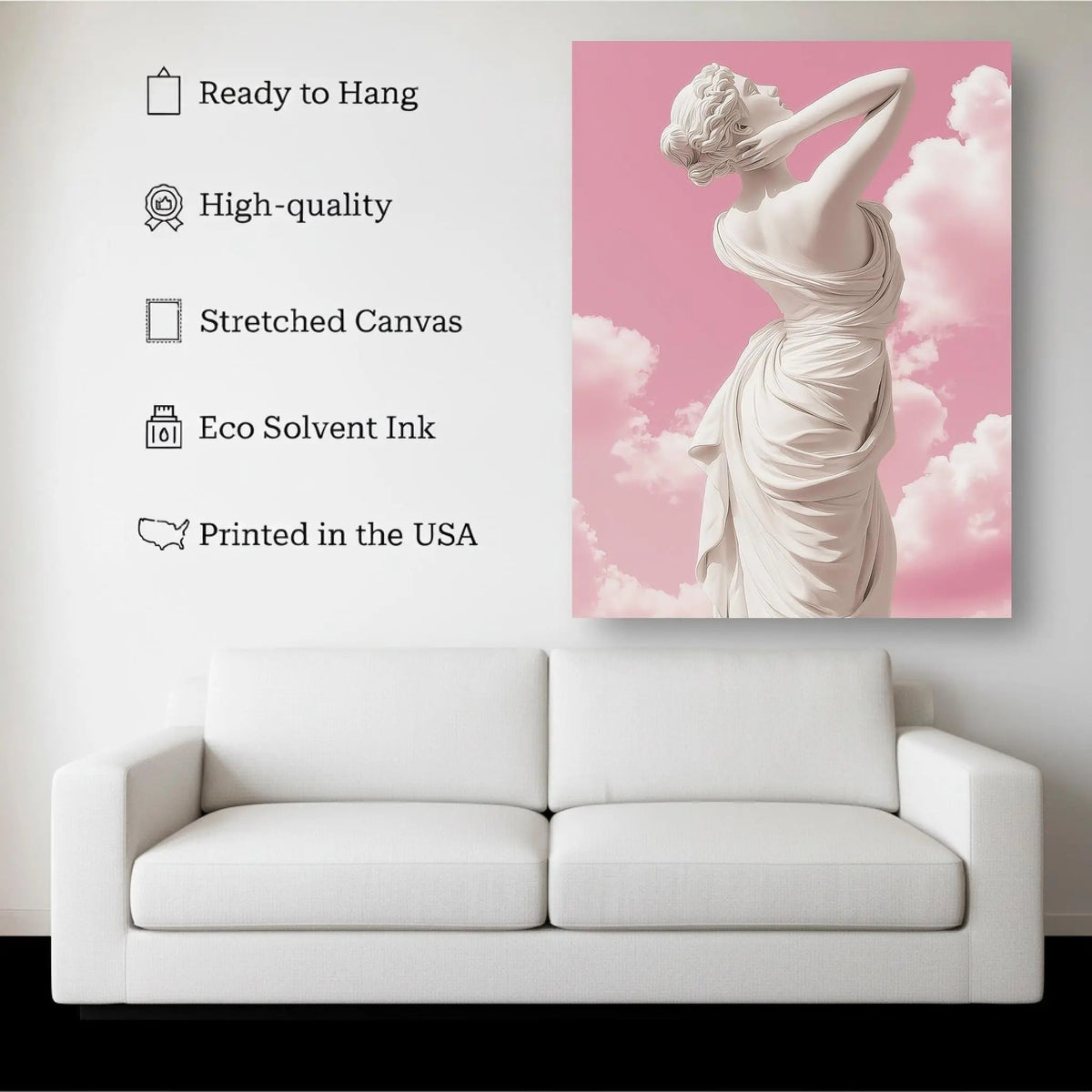 1.5 inch deep stretched canvas edge detail, Pink Venus Sculpture