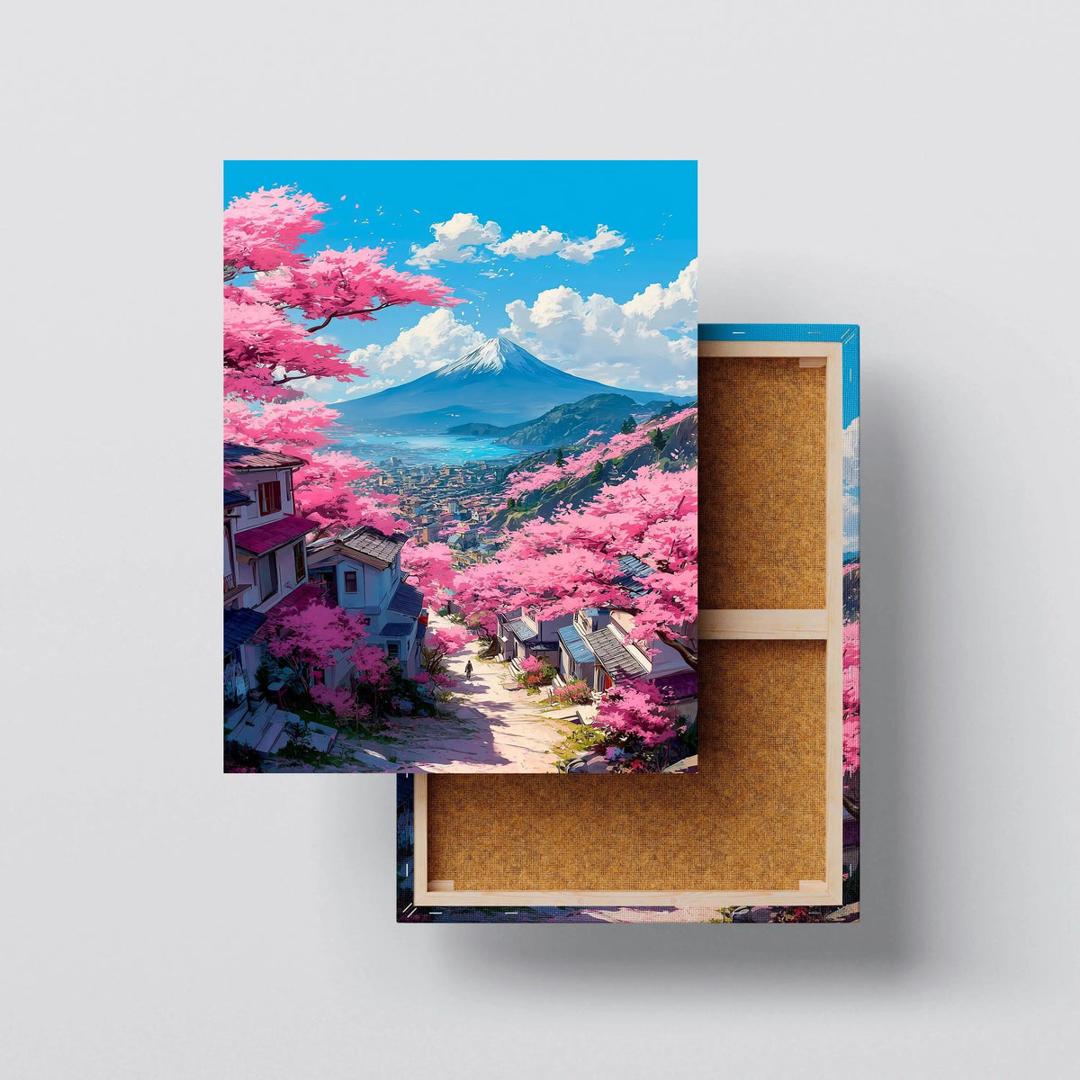 Cherry Blossom Fuji canvas print, front view with gallery-wrapped edge