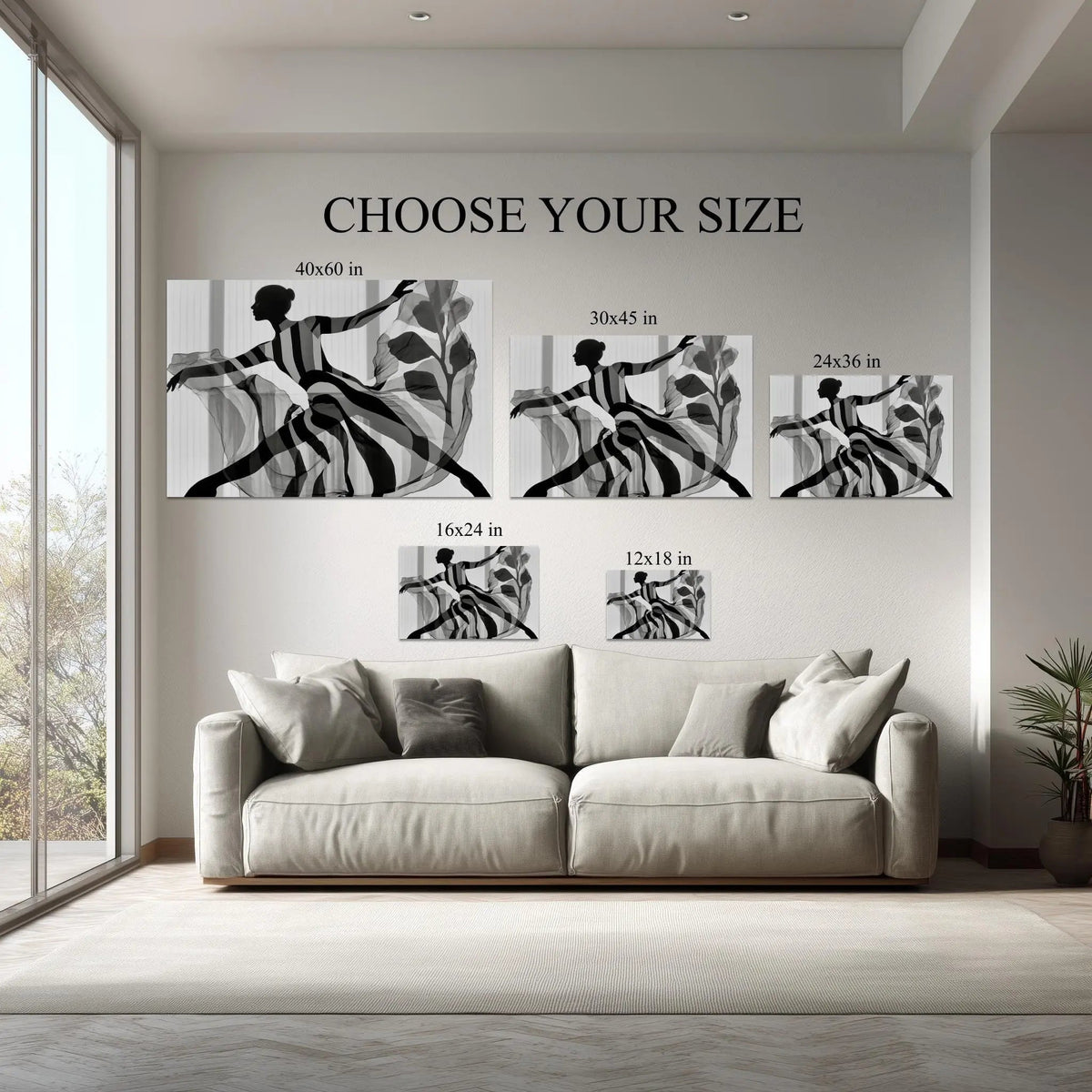 1.5 inch deep stretched canvas edge detail, Elegant Motion