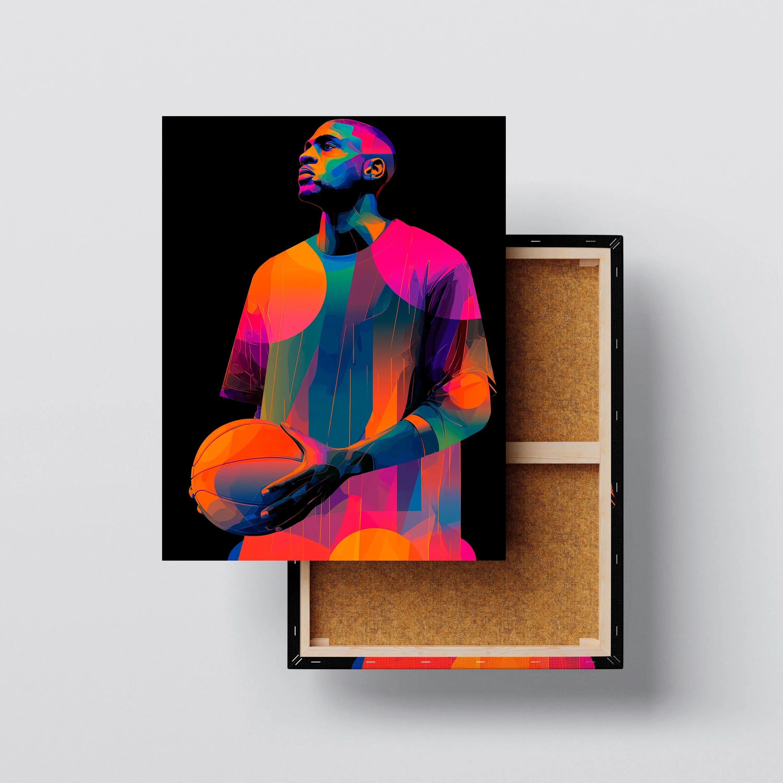 Vibrant Focus – Neon Pop Art Basketball Canvas Print | Kubo.Gallery Kubo Gallery