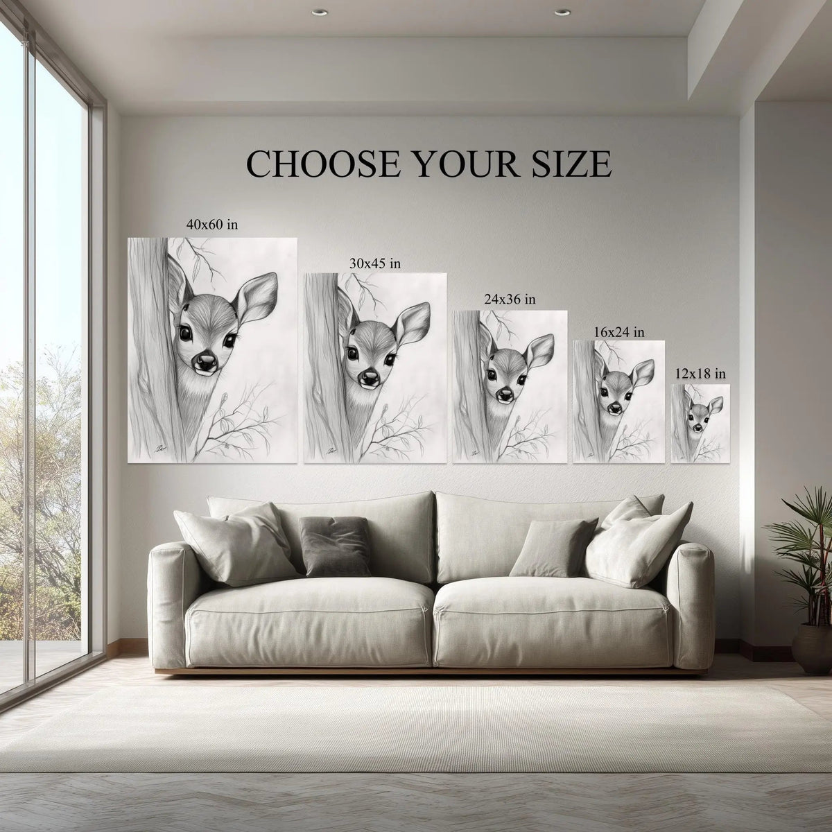 1.5 inch deep stretched canvas edge detail, Forest Fawn