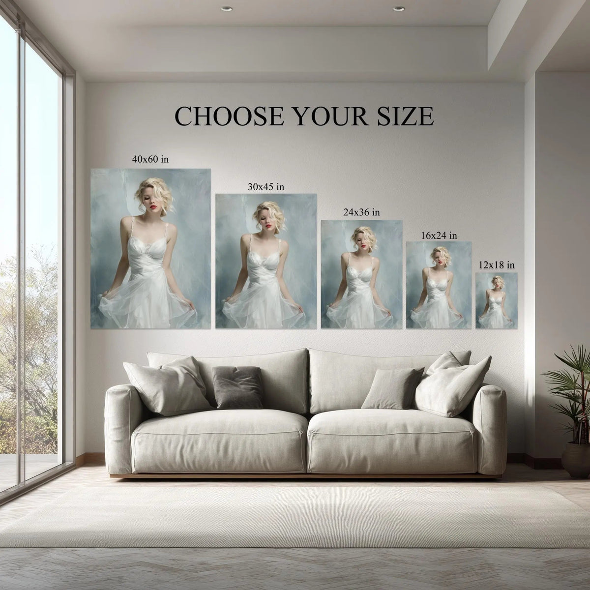 1.5 inch deep stretched canvas edge detail, Elegant Muse