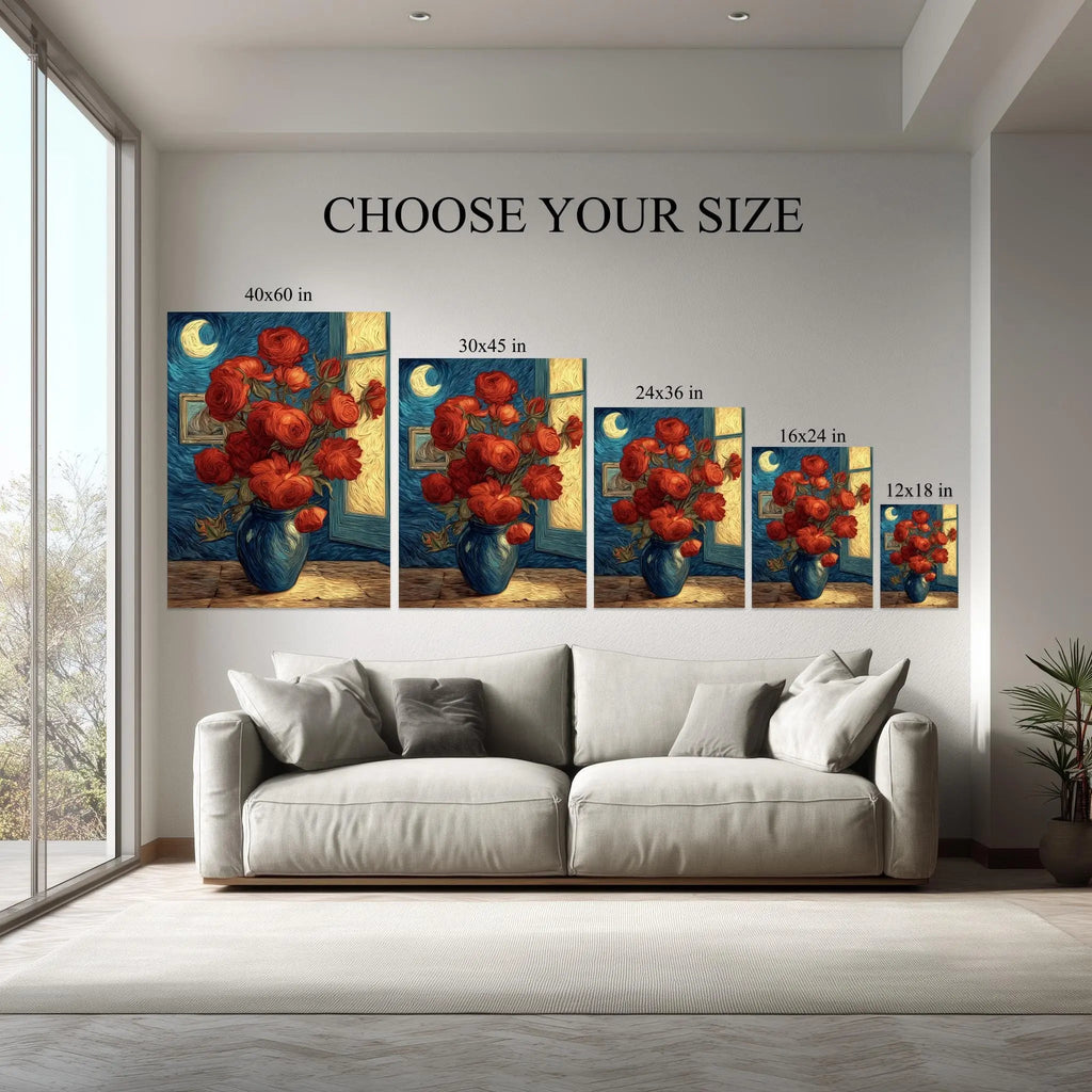 1.5 inch deep stretched canvas edge detail, Crimson Bloom