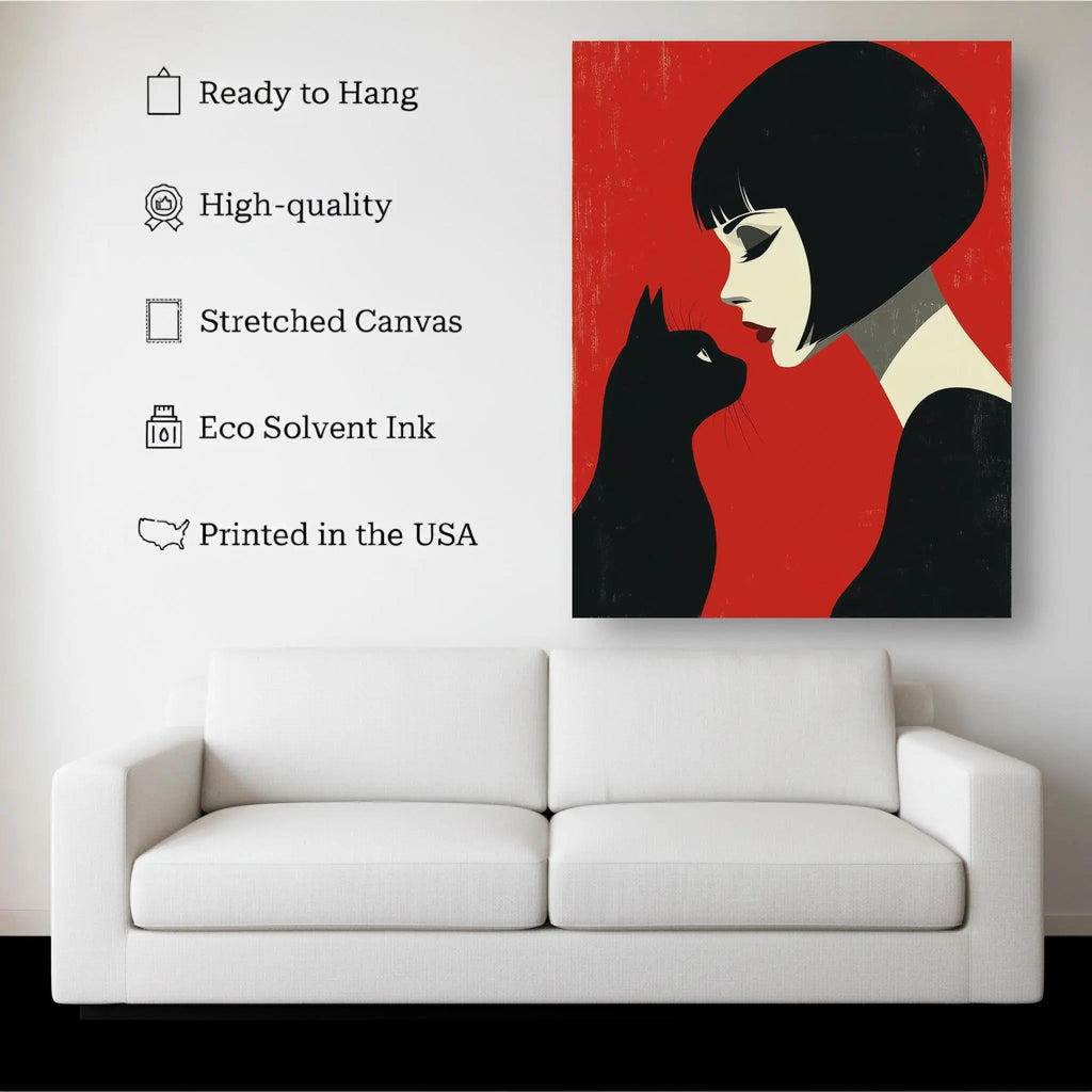 1.5 inch deep stretched canvas edge detail, Femme & Feline
