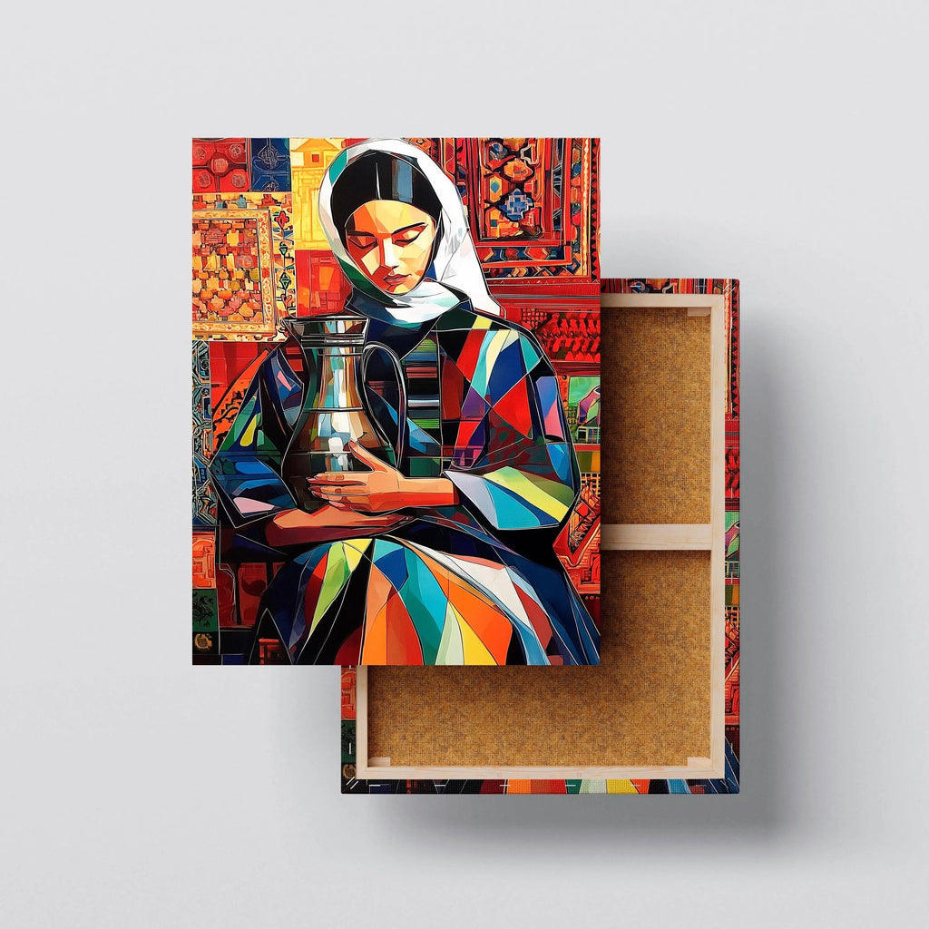 Colorful Geometric Woman canvas print, front view with gallery-wrapped edge
