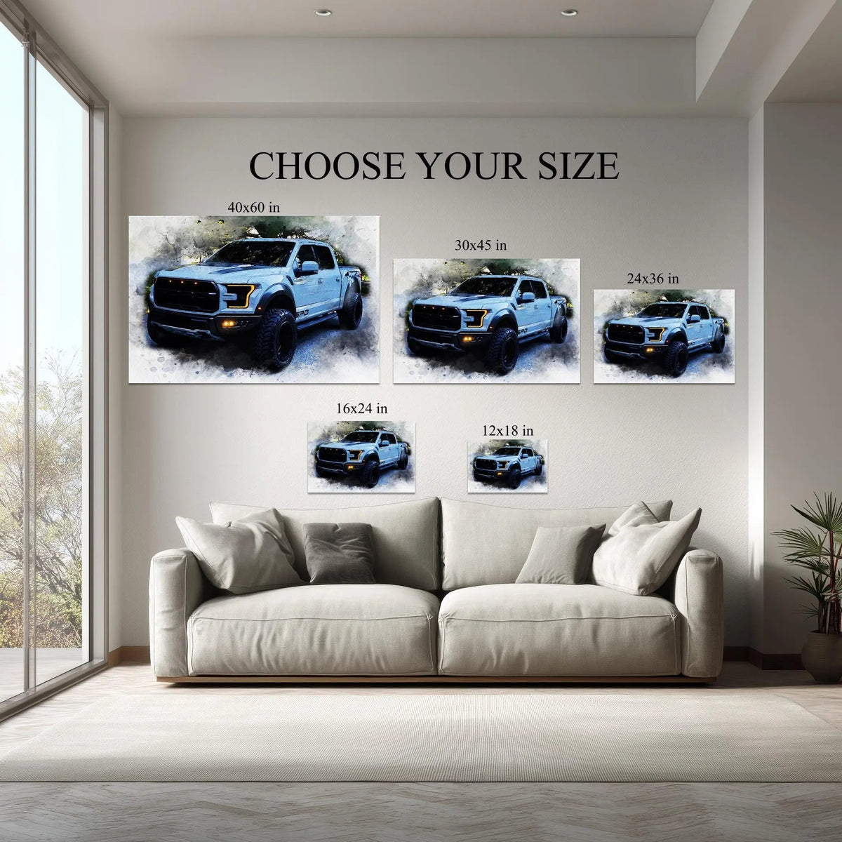 Included hanging kit instructions for Custom Car Portrait from Photo canvas print