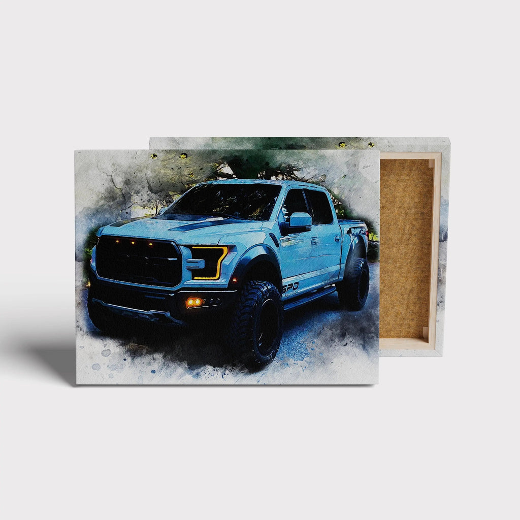 Custom Car Portrait from Photo canvas size comparison from 12x18 to 40x60 in above a sofa