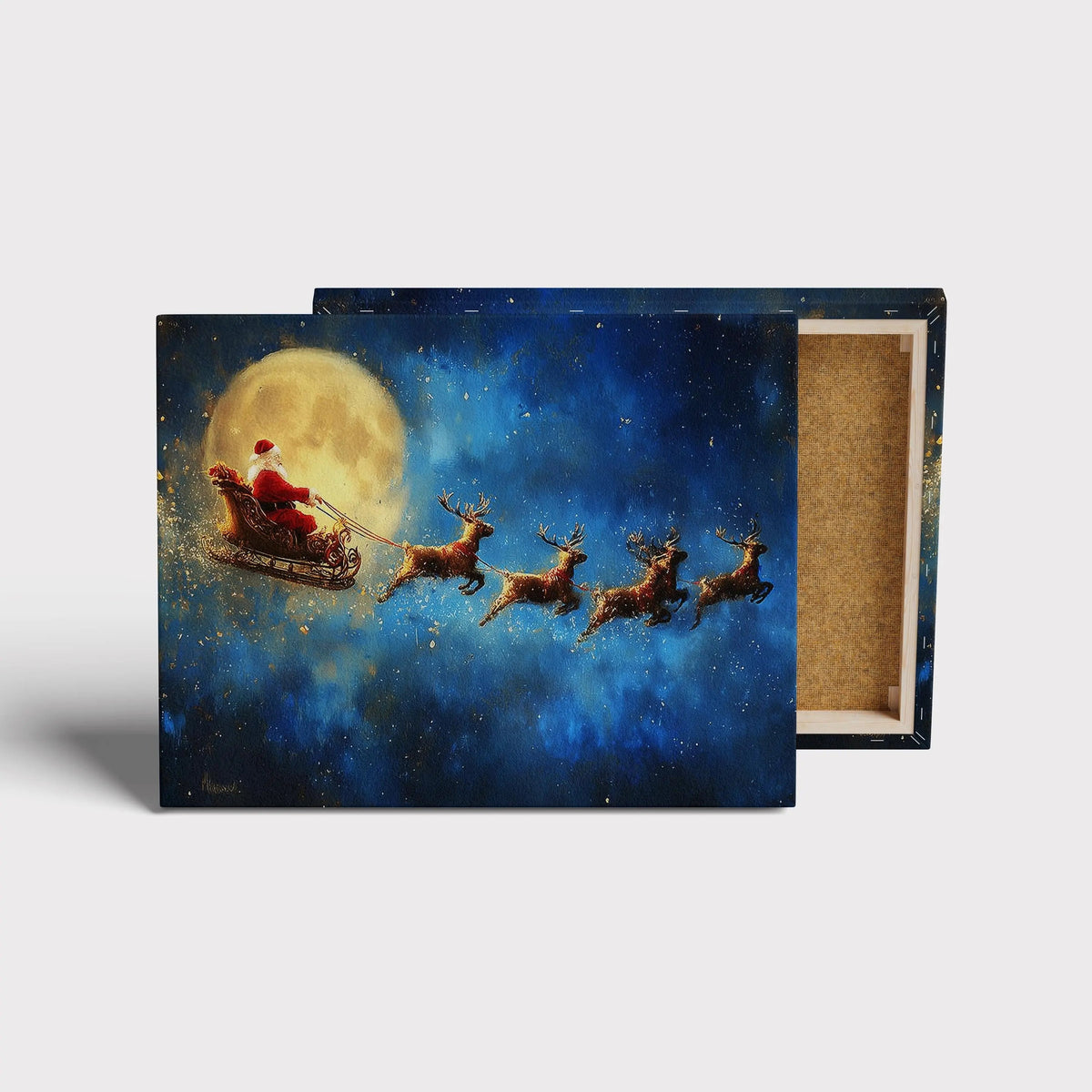 Moonlit Sleigh canvas print, front view with gallery-wrapped edge