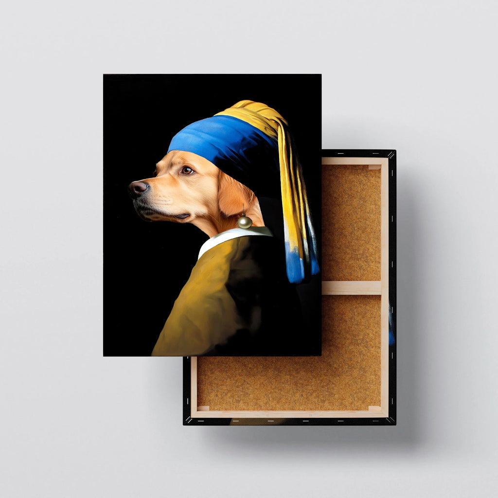 Pearl Pup canvas size comparison from 12x18 to 40x60 in above a sofa