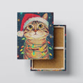 Holiday Cat canvas print, front view with gallery-wrapped edge