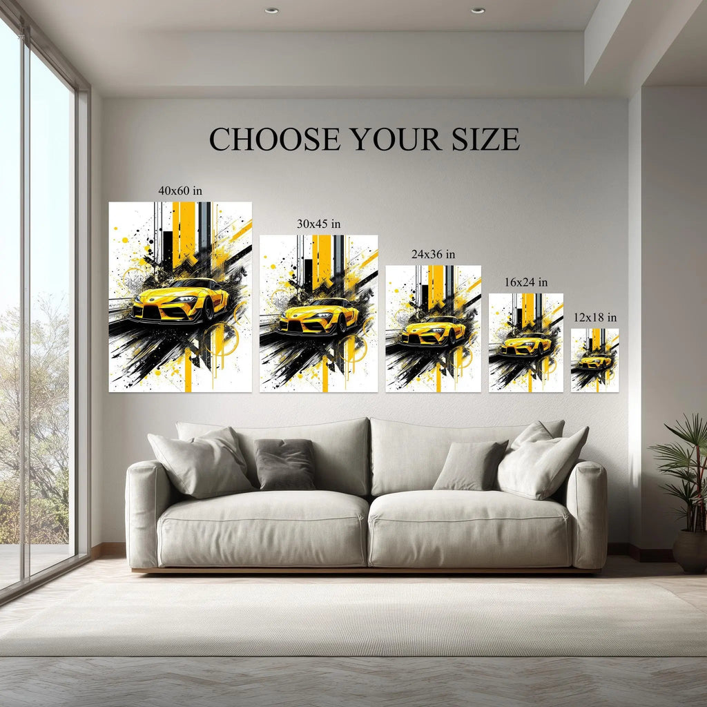 1.5 inch deep stretched canvas edge detail, Yellow Speed