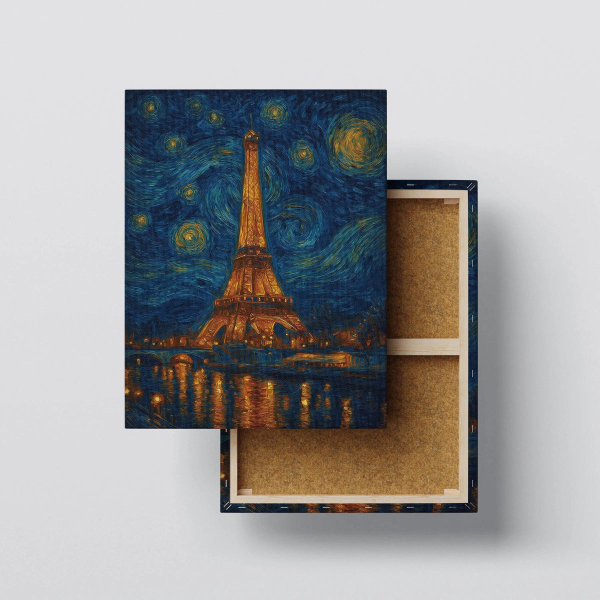 Starry Paris canvas print, front view with gallery-wrapped edge