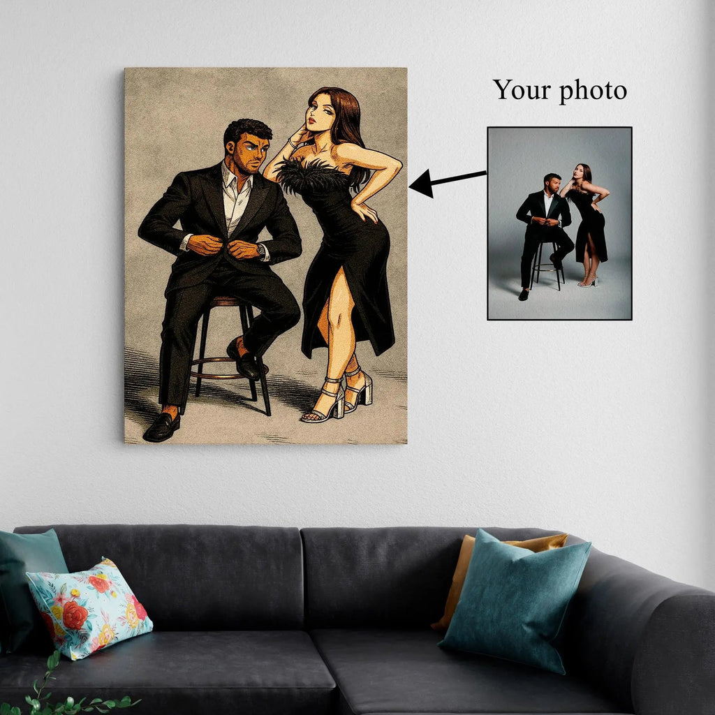 Jojo Style Couples canvas print, front view with gallery-wrapped edge