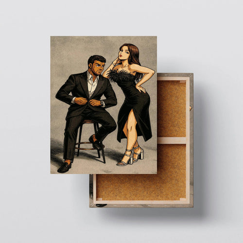 Jojo Style Couples canvas size comparison from 12x18 to 40x60 in above a sofa