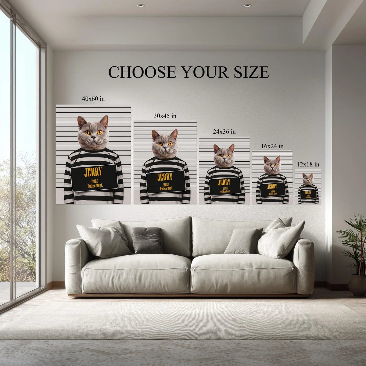 Included hanging kit instructions for Custom Mugshot Pet Portrait canvas print