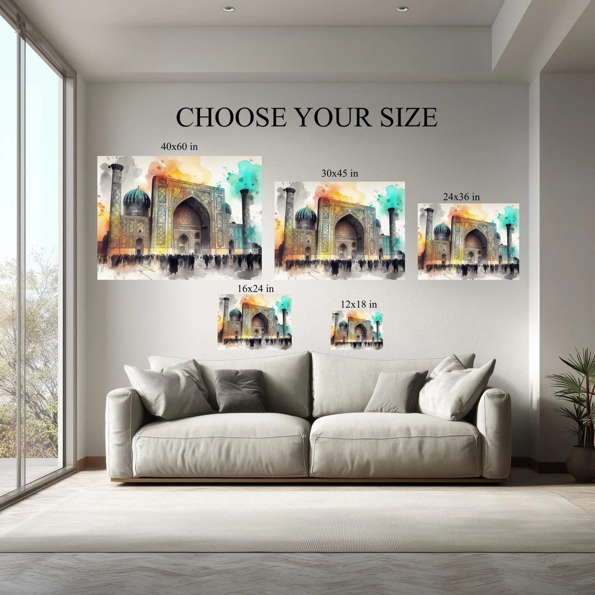 1.5 inch deep stretched canvas edge detail, Samarkand Gate