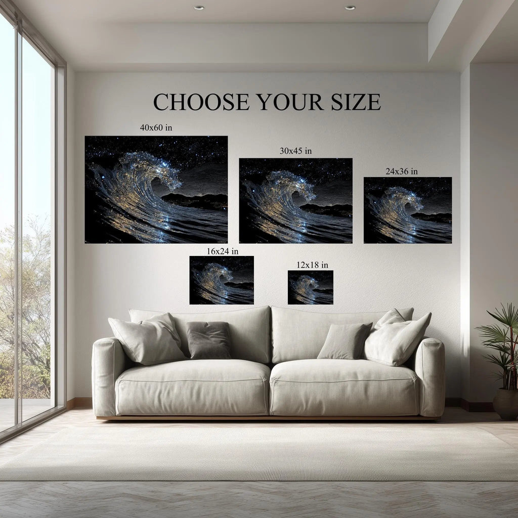 1.5 inch deep stretched canvas edge detail, Cosmic Wave