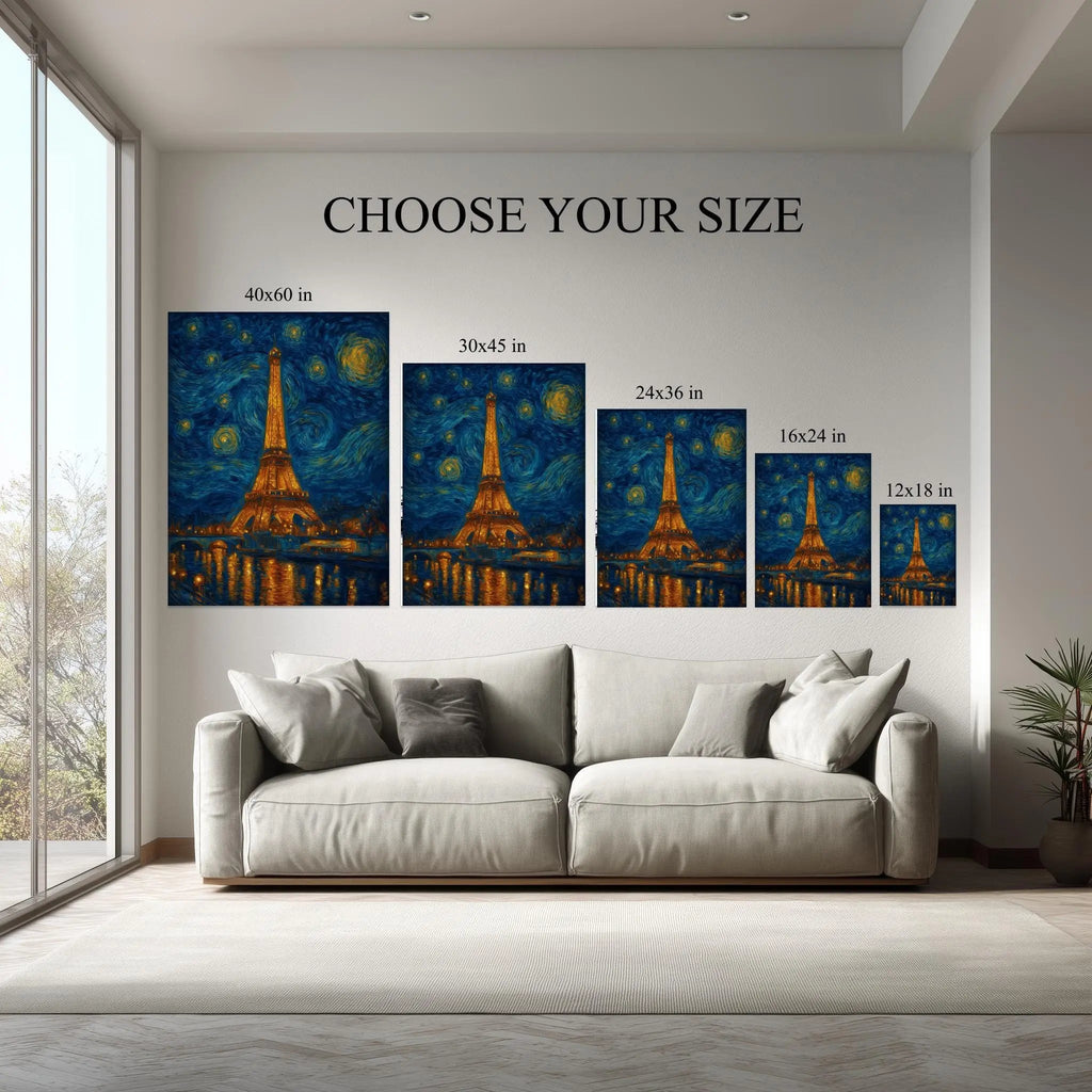1.5 inch deep stretched canvas edge detail, Starry Paris
