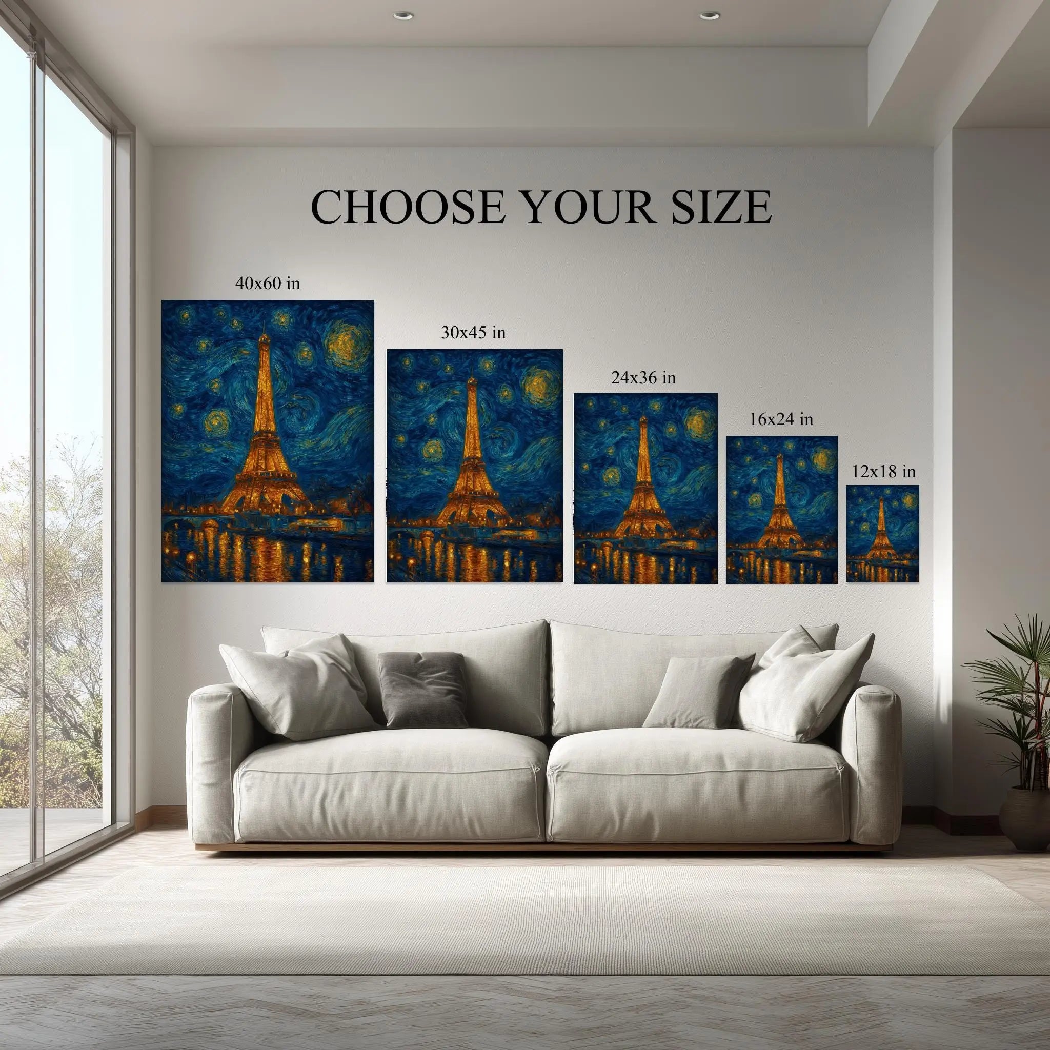 Starry Eiffel Tower Canvas Wall Art – Paris Night in Van Gogh Style Kubo Gallery