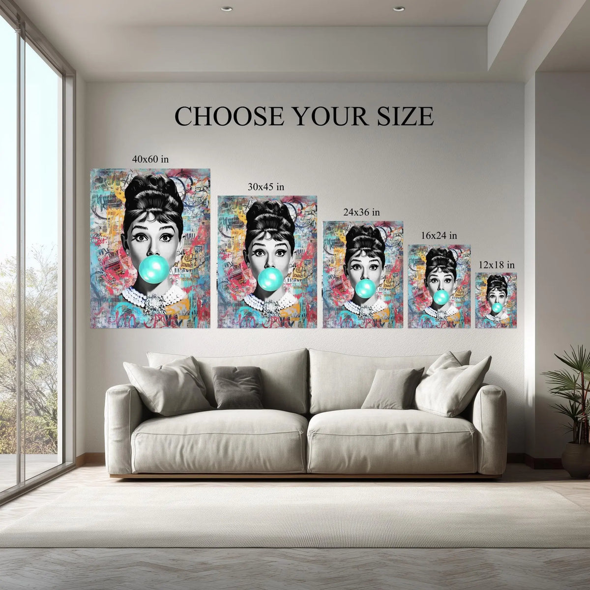 1.5 inch deep stretched canvas edge detail, Bubble Gum Pop Art Woman